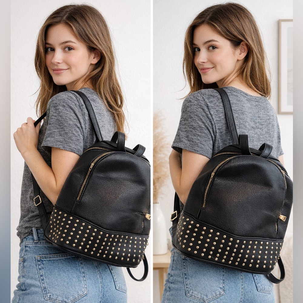 Stylish Black and Gold Women's Backpack